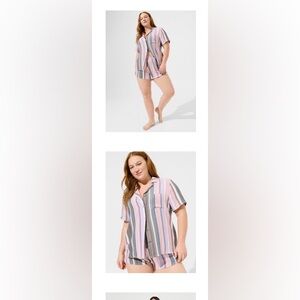 torrid Striped Short Pajama Set in Pink, Blue, Gray